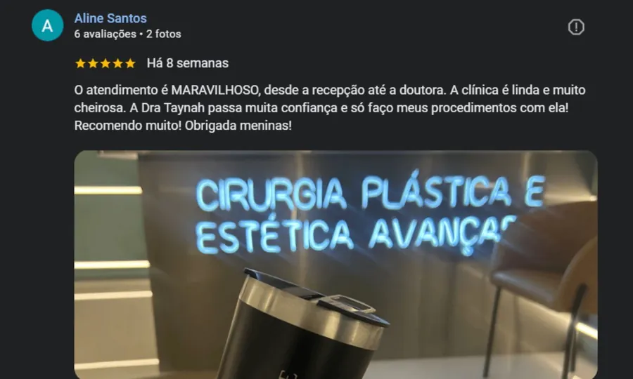 Avaliação de paciente no Google
