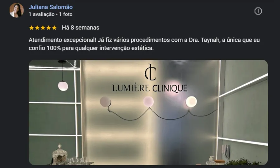 Avaliação de paciente no Google