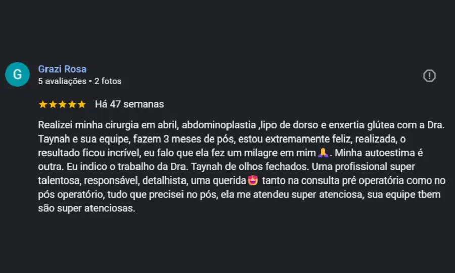 Avaliação de paciente no Google
